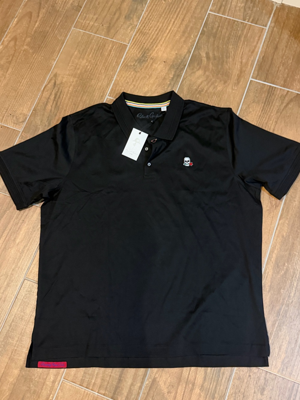 Robert Graham Black Polo with Subtle Skull Embroidery size xl NWT